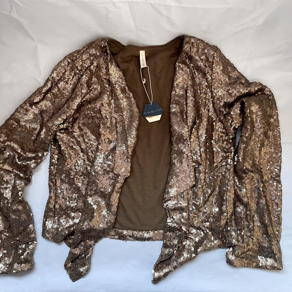 Pinkblush Sequin Drape Front Jacket Size M